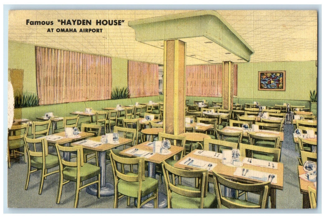 1950 Famous Hayden House Restaurant Dine At Omaha Airport Nebraska NE Postcard