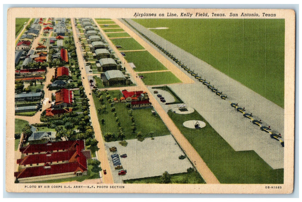 c1940's Airplanes On Line Kelly Field Runway Texas San Antonio Texas TX Postcard