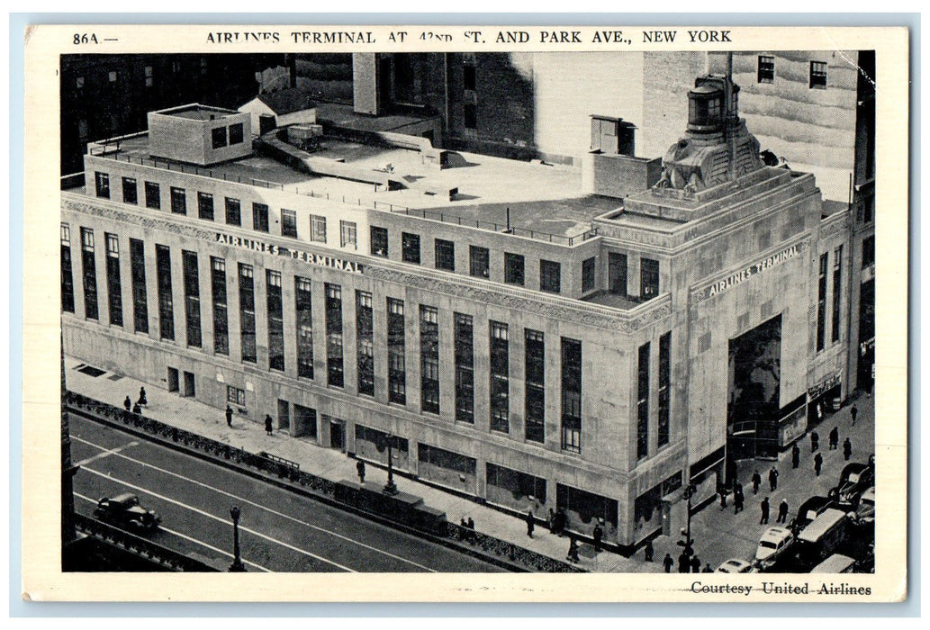 c1920's Airlines Terminal At 42nd Street And Park Avenue New York NY Postcard