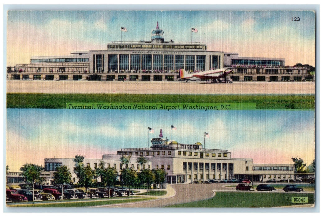 c1940 Terminal Washington National Airport Multiple View Washington DC Postcard