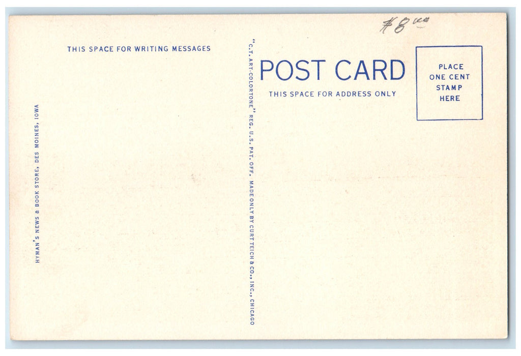 c1940 Des Moines Municipal Airport Terminal Airplane Des Moines Iowa IA Postcard