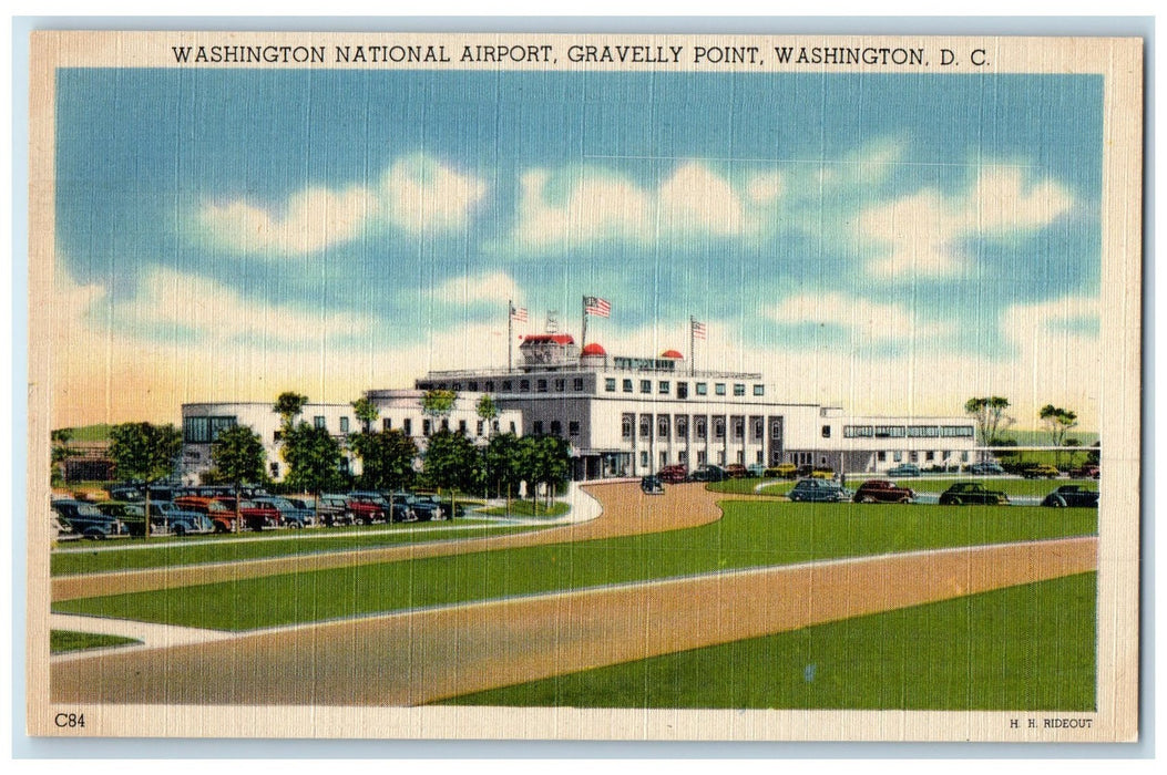 c1940 Washington National Airport Gravelly Point Entrance Washington DC Postcard