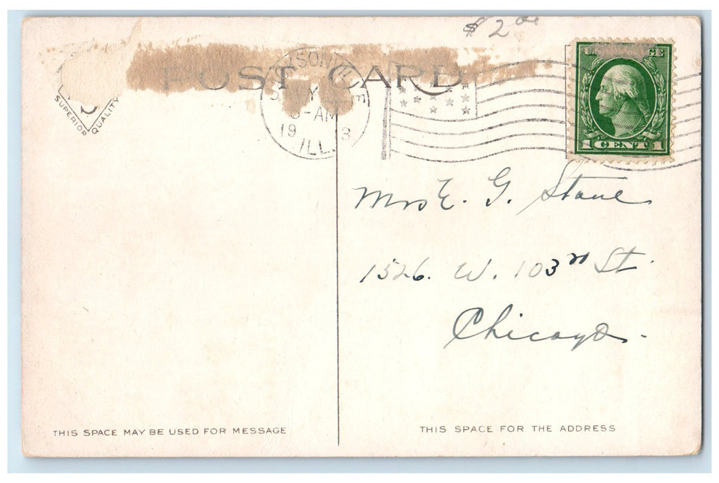 1913 Playground Nichols Park Kids Students Jacksonville Illinois IL Postcard