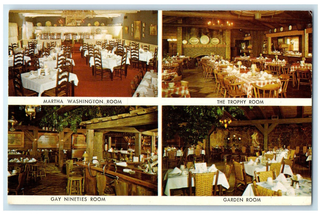 c1920 Wagon Wheel Multiple View Restaurant Interior Rockton Illinois IL Postcard