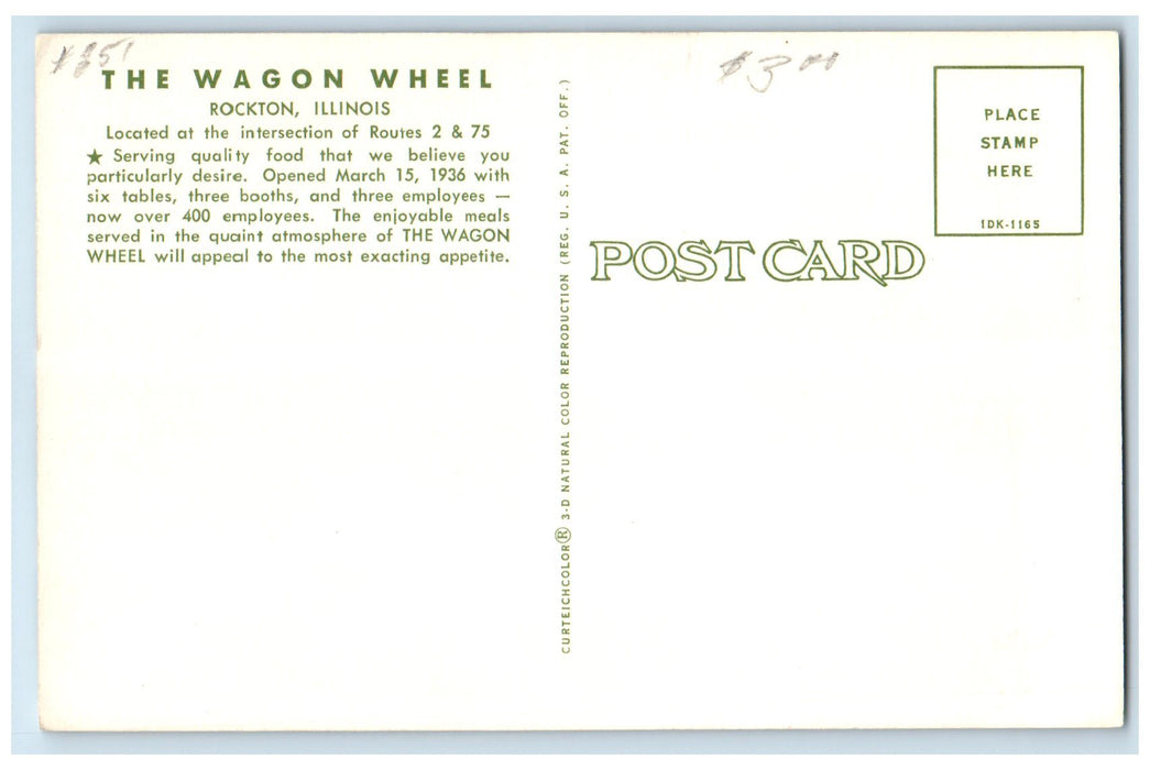 c1920 Wagon Wheel Multiple View Restaurant Interior Rockton Illinois IL Postcard