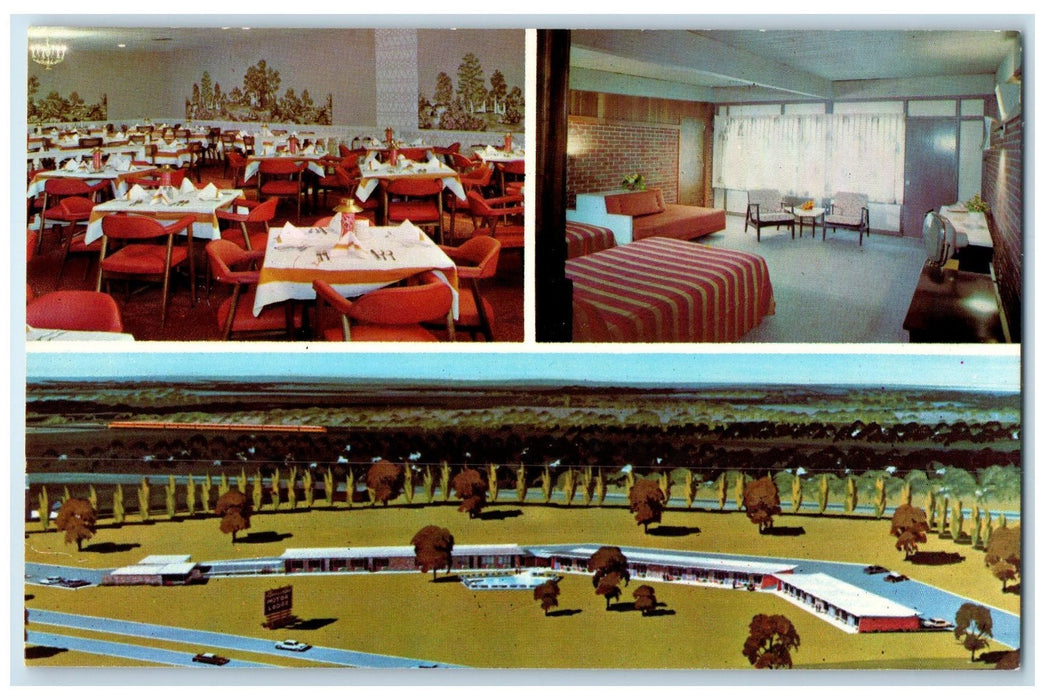 c1950 Lewis & Clark Motor Lodge Restaurant Views East Alton Illinois IL Postcard