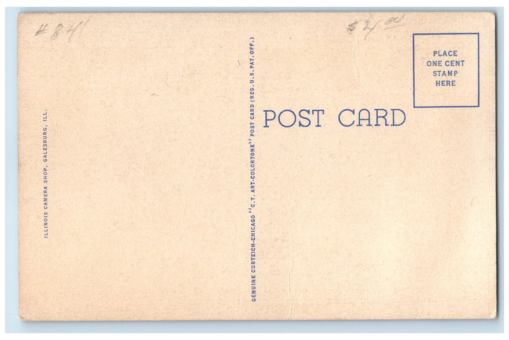 c1940's East Main Street At Night Classic Cars Galesburg Illinois IL Postcard