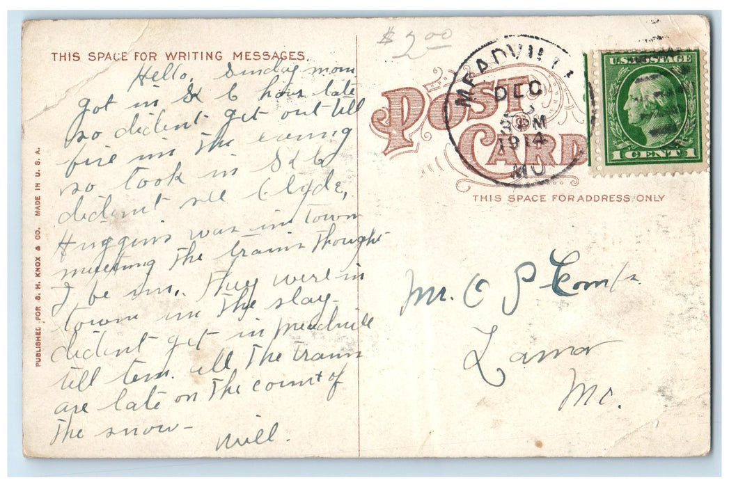 1914 Highland Park Lake River Covered Bridge View Galesburg Illinois IL Postcard