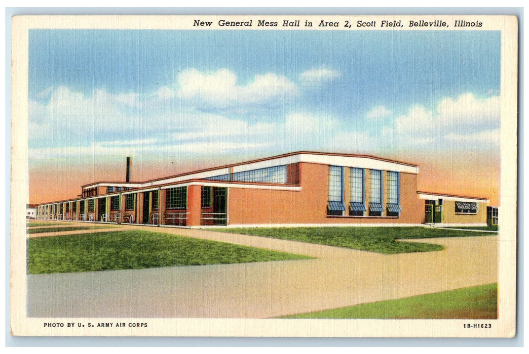 c1940's New General Mess Hall Area 2 Scott Field Belleville Illinois IL Postcard