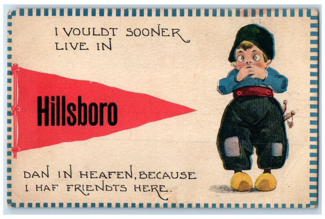 c1950 I Vouldt Sooner I Live Dutch Comic Cartoon Hillsboro Illinois IL Postcard