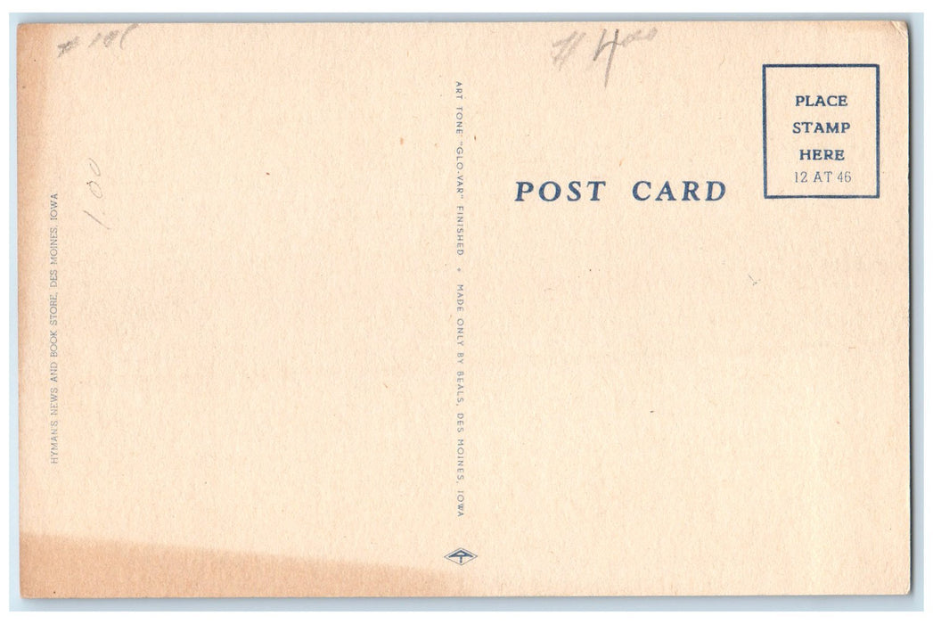 c1940's Birdland Swimming Pool Des Moines Iowa IA Unposted Lamppost Postcard