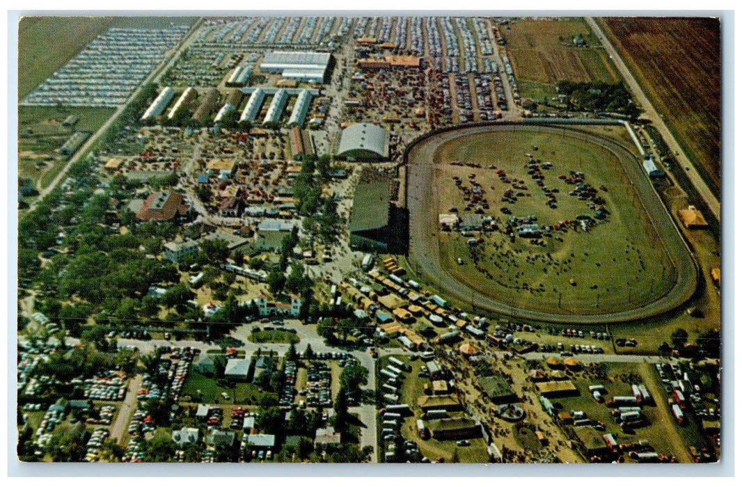 c1960's Aerial View Clay County Fair Spencer Iowa IA Unposted Houses Postcard