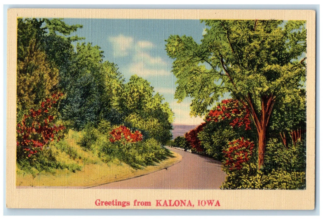 c1940's Greetings From Kalona Country Road Scene Iowa IA Posted Vintage Postcard