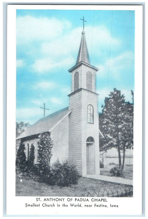 c1940s St. Anthony Of Padua Chapel World's Smallest Church Festina IA Postcard