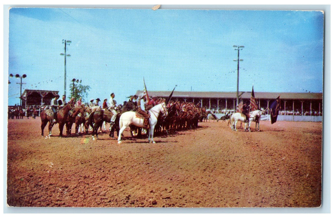c1960s A Parade Scene From The Outstanding Rodeos Sidney Iowa IA Horses Postcard