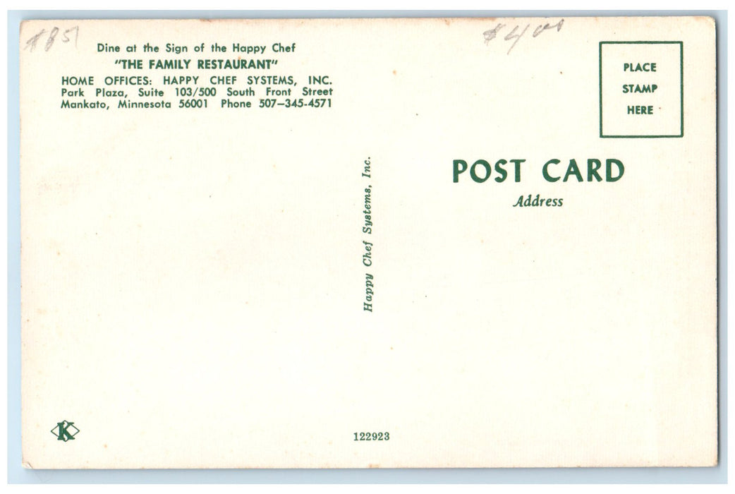 c1960's The Family Restaurant Mankato Minnesota MN Unposted Vintage Postcard
