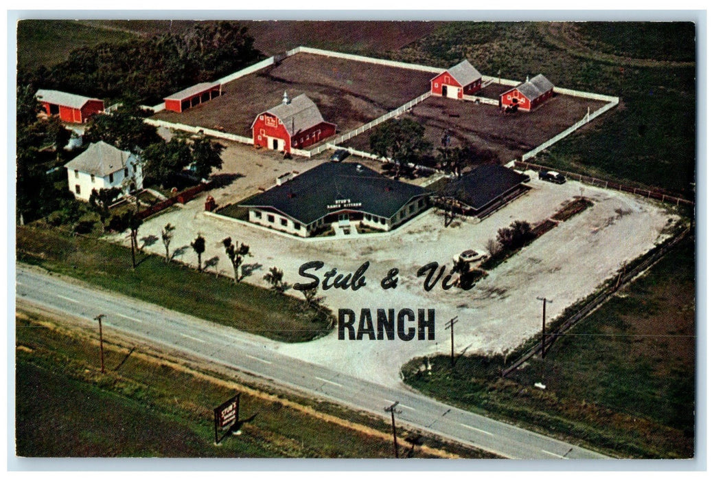 c1960's Aerial View Of Stub's Ranch Kitchen Spencer Iowa IA Unposted Postcard