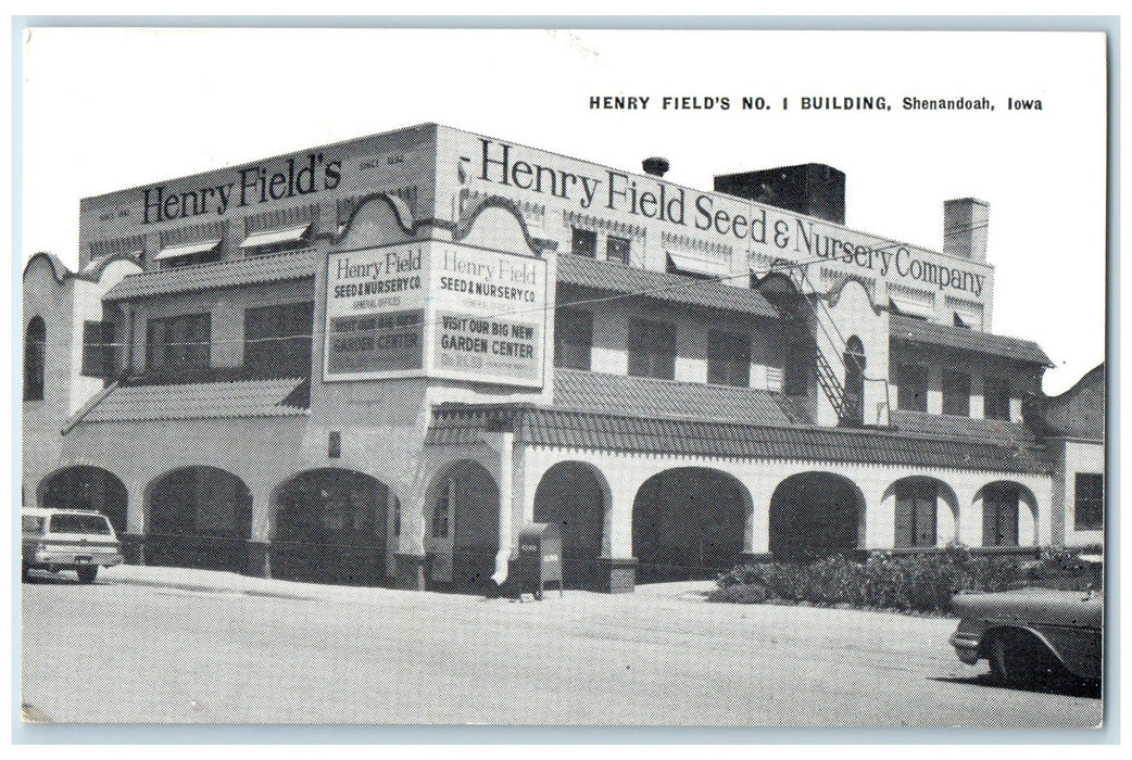 1970 Henry's Field's No. 1 Building Exterior Shenandoah Iowa IA Cars Postcard