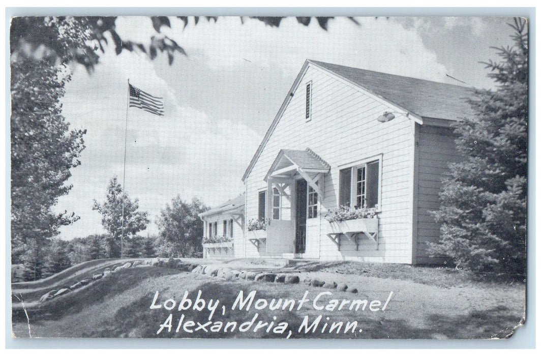 1951 Lobby Mount Carmel Flag Alexandria Minnesota MN Unposted Vintage Postcard