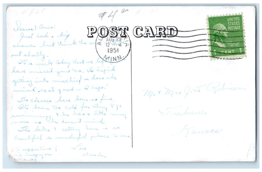 1951 Lobby Mount Carmel Flag Alexandria Minnesota MN Unposted Vintage Postcard