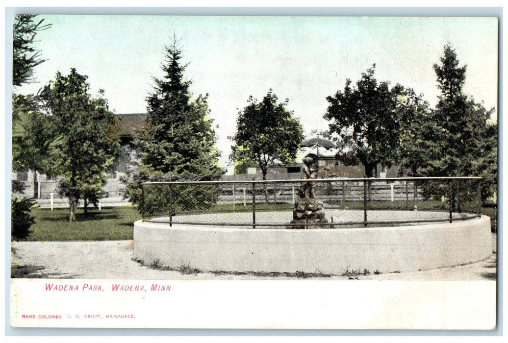 c1905's Wadena Park Monument Trees Wadena Minnesota MN Unposted Vintage Postcard