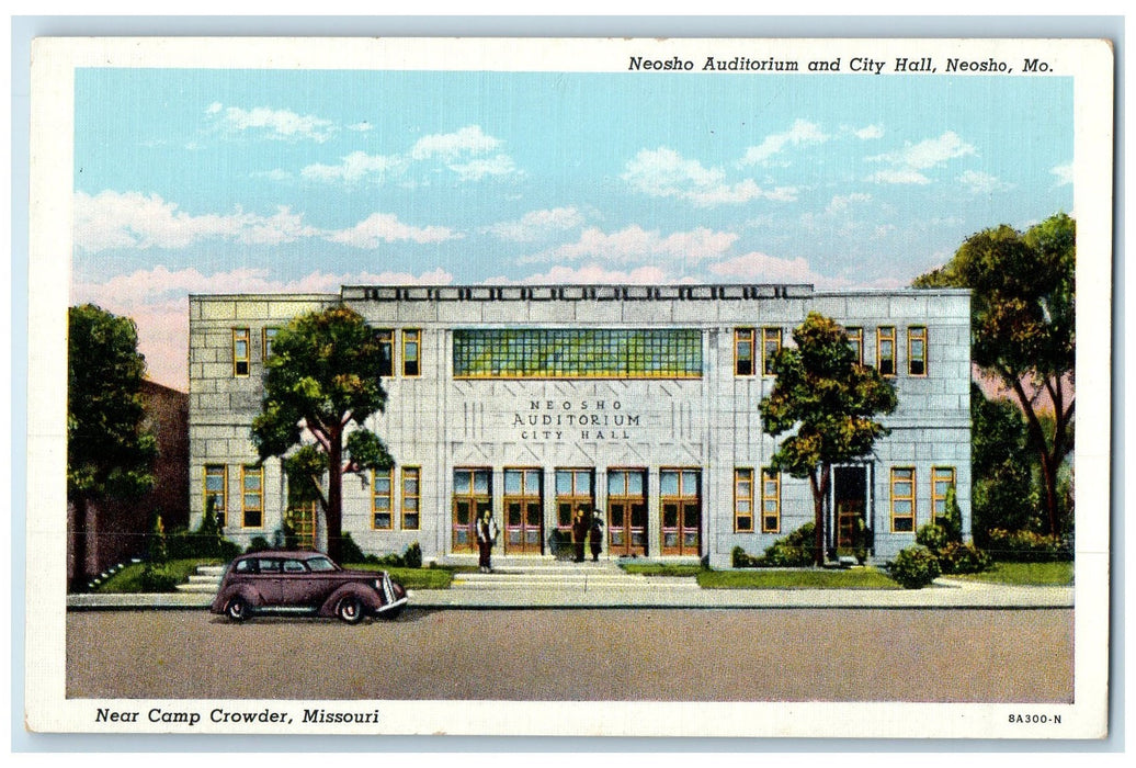 c1940's Neosho Auditorium And City Hall Neosho Missouri MO Unposted Postcard