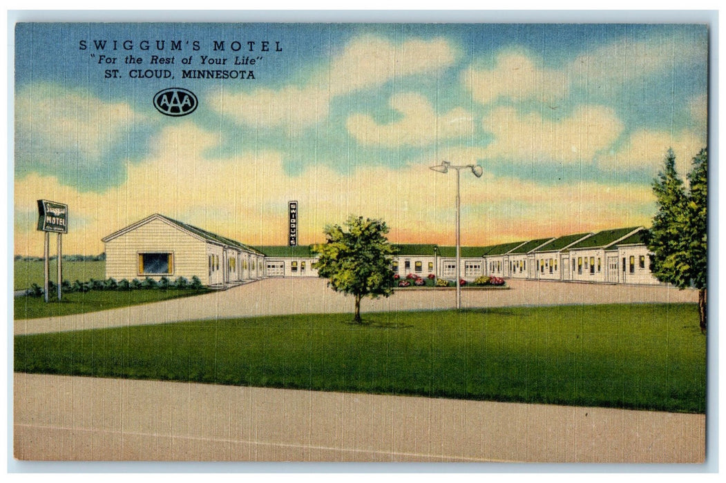 c1940s Swiggums Motel Exterior Roadside St. Cloud Minnesota MN Unposted Postcard