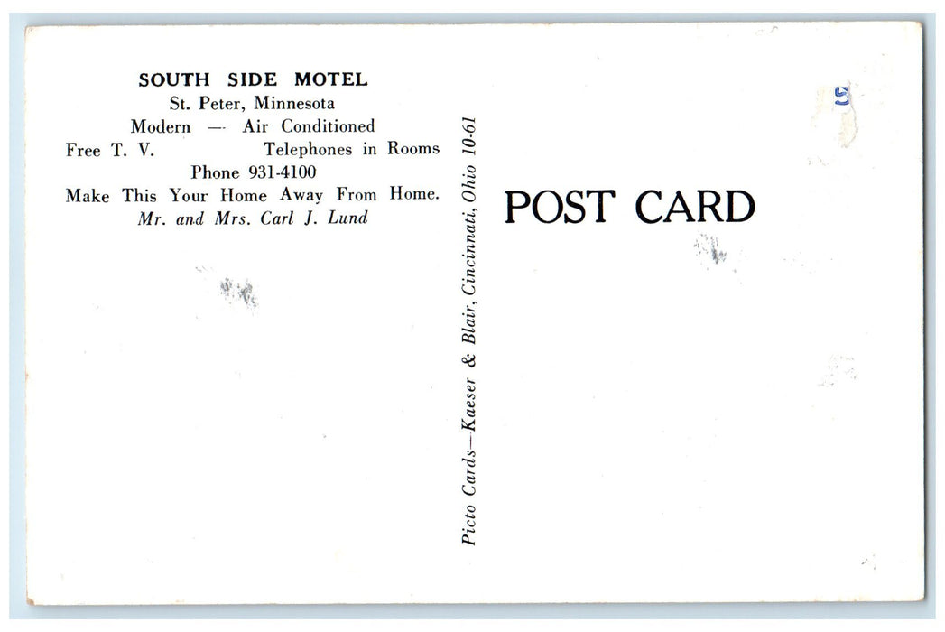 c1960's South Side Motel Exterior St. Peter Minnesota MN Swimming Pool Postcard
