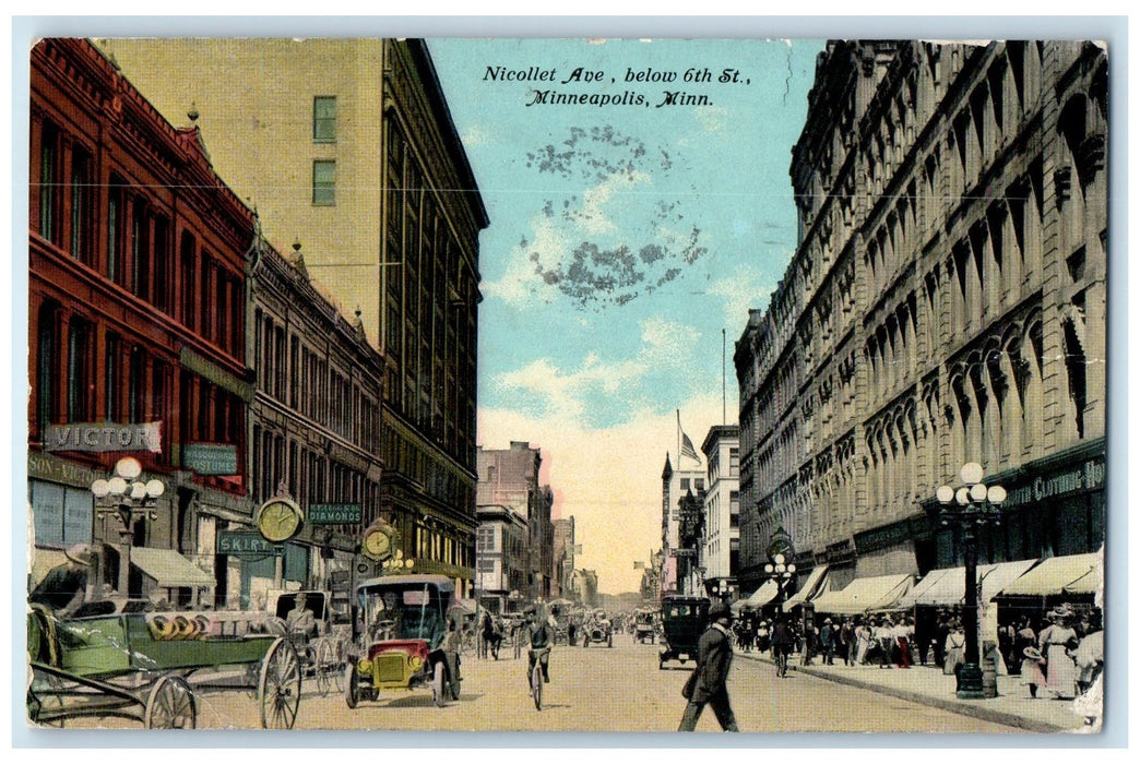 1911 Nicollet Ave. Below 6th Street Minneapolis Minnesota MN Posted Car Postcard