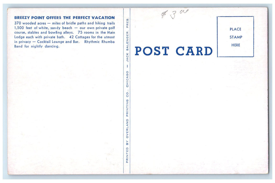 c1940s Breezy Point Lodge Interior Brainerd Minnesota MN Unposted Table Postcard