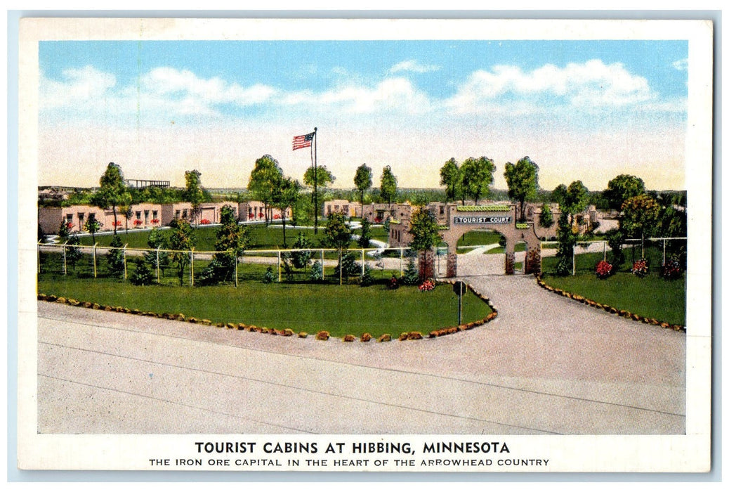 c1940's Tourist Cabins Exterior Roadside At Hibbing Minnesota MN Trees Postcard