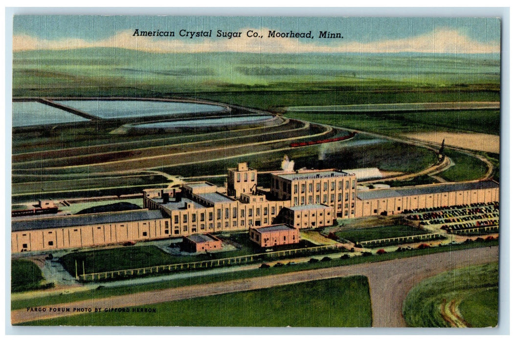 1957 American Crystal Sugar Company Scene Moorhead Minnesota MN Posted Postcard