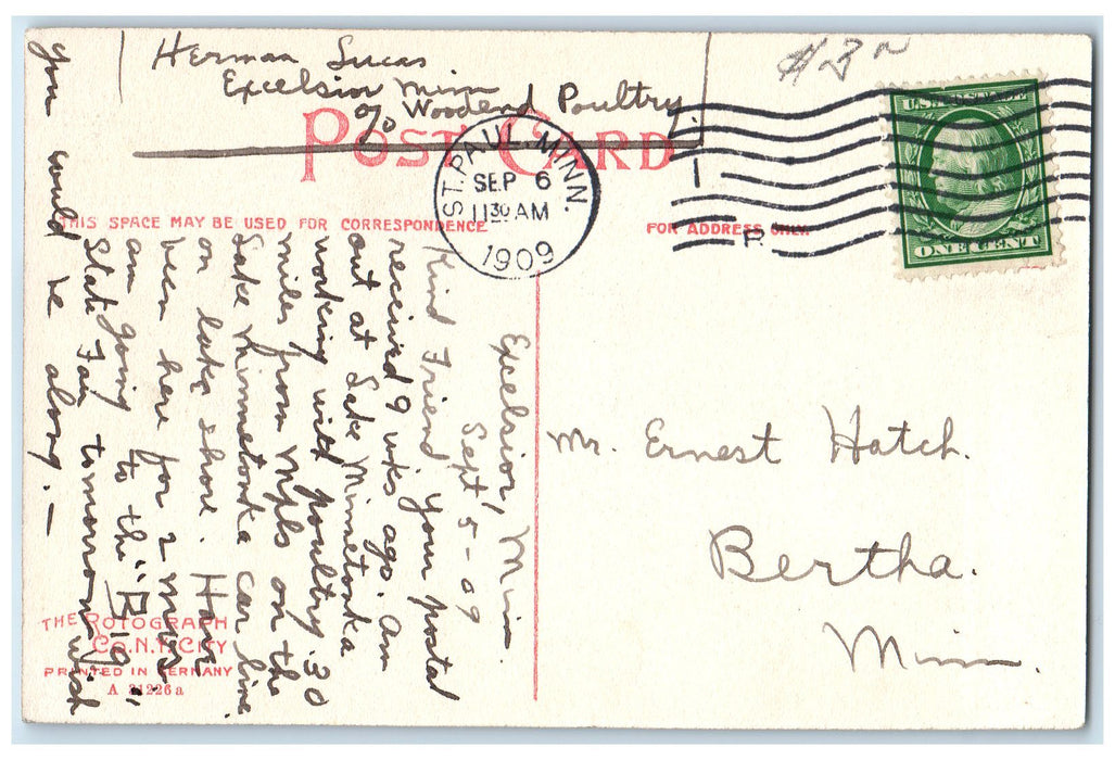 1909 The Casino Excelsior Exterior Lake Minnetonka Minnesota MN Posted Postcard