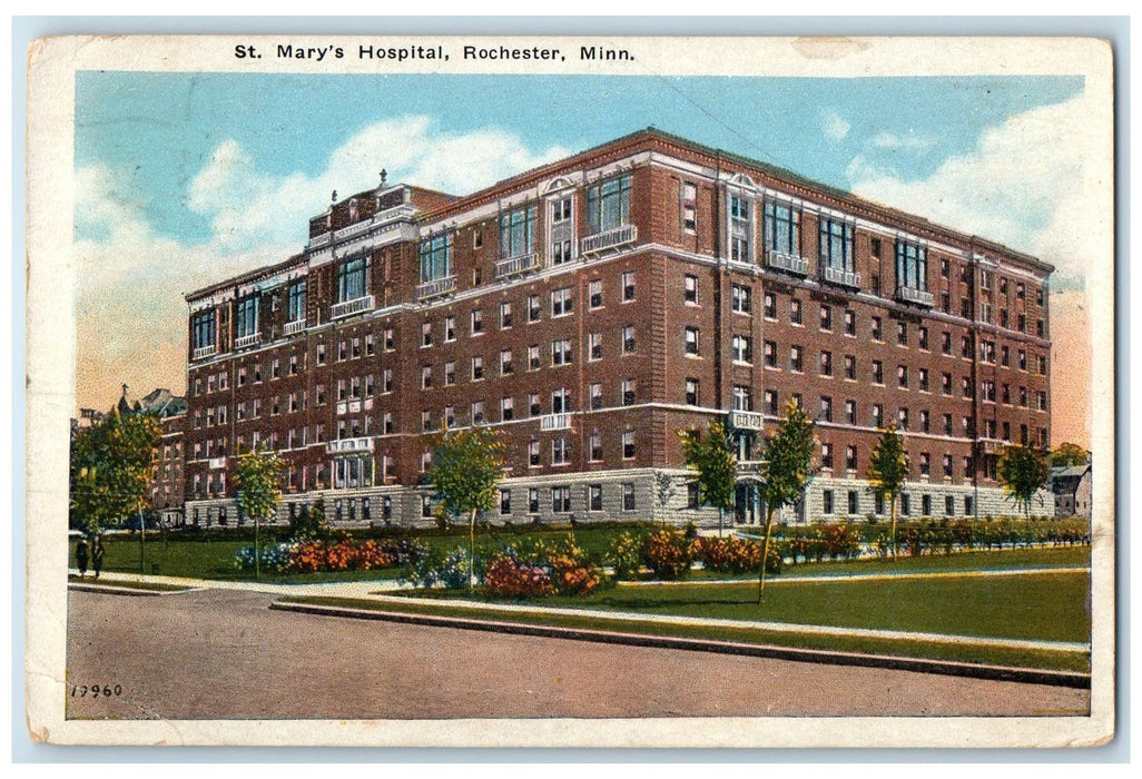 1930 St. Mary's Hospital Exterior Scene Rochester Minnesota MN Posted Postcard