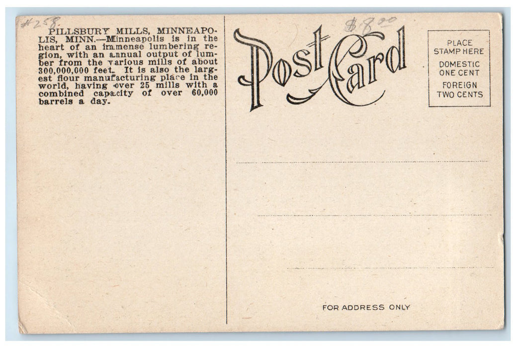 c1920's Pillsbury Mills Buildings Minneapolis Minnesota MN Unposted Postcard
