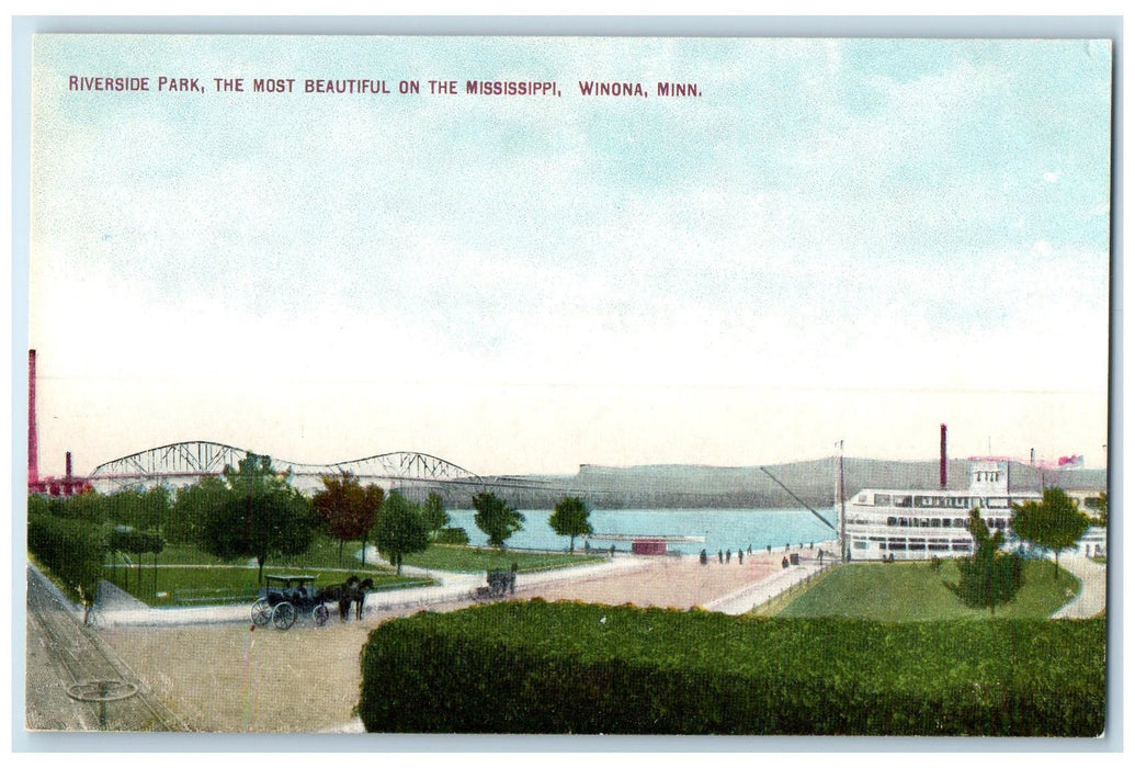 c1910s Riverside Park Most Beautiful On Mississippi Winona Minnesota MN Postcard