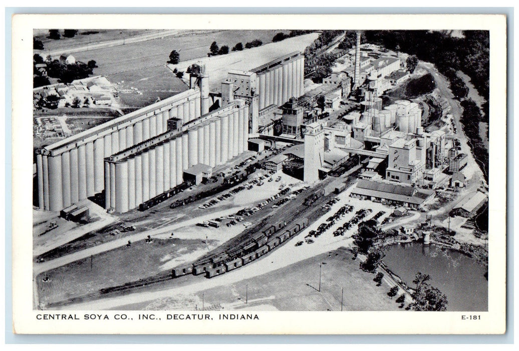 c1940s Aerial View Center Soya Company Inc. Decatur Indiana IN Unposted Postcard