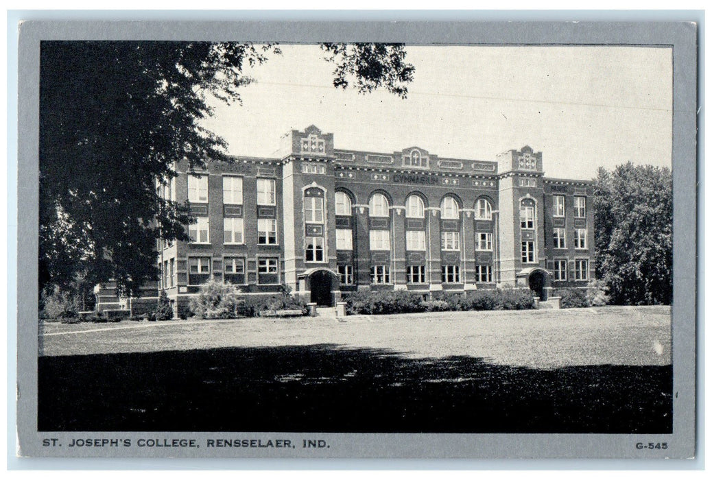c1940's St. Joseph's College Exterior Rensselaer Indiana IN Unposted Postcard
