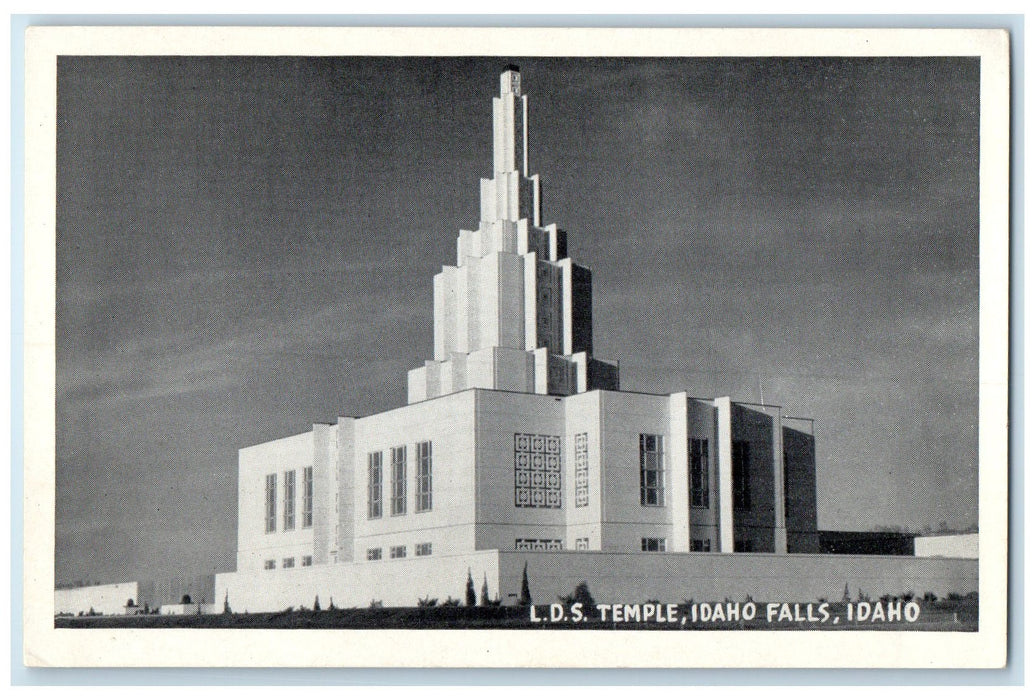 c1940's Latter-Day Saints Temple Exterior Scene Idaho Falls Indiana IN Postcard