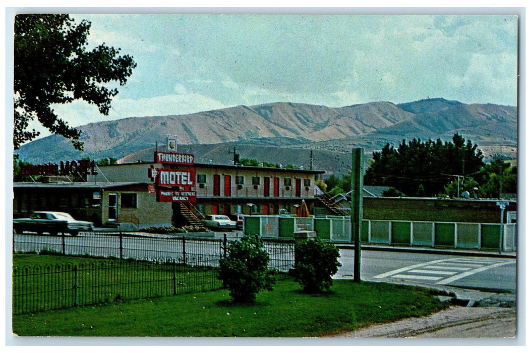 1968 Thunderbird Motel Mountain Scene Pocatello Indiana IN Posted Trees Postcard