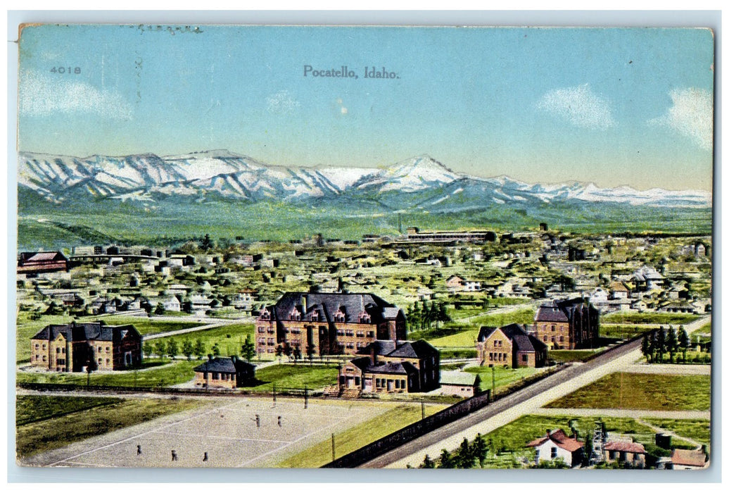 1918 Bird's Eye View Of Mountain And Houses Pocatello Indiana IN Posted Postcard