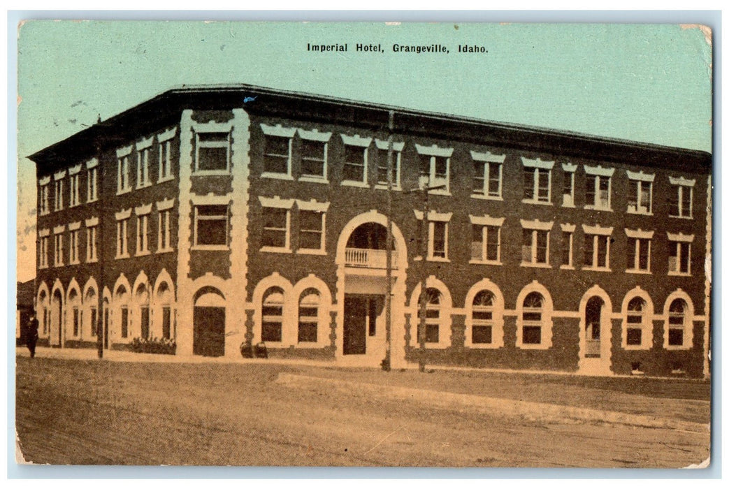 1914 Imperial Hotel Exterior Roadside Grangeville Indiana IN Posted Postcard