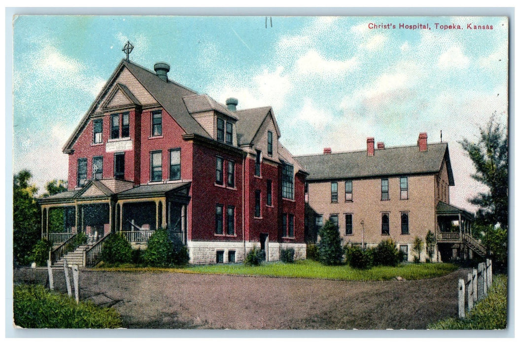 c1910s Christ's Hospital Exterior Roadside Topeka Kansas KS Unposted Postcard