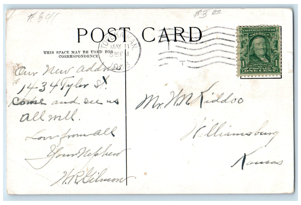 1908 The CW Merriam Farm Cows Scene Southwest Of Topeka Kansas KS Trees Postcard