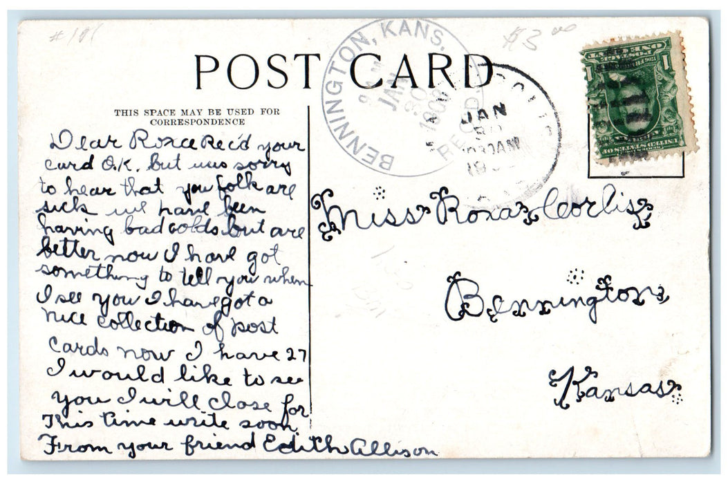 1909 The Auditorium Exterior Roadside Topeka Kansas KS Posted Trees Postcard