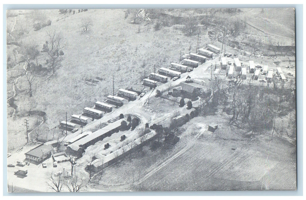 c1950's Rainbow Court & Trailer Park Aerial View Restaurant Sherman TX Postcard