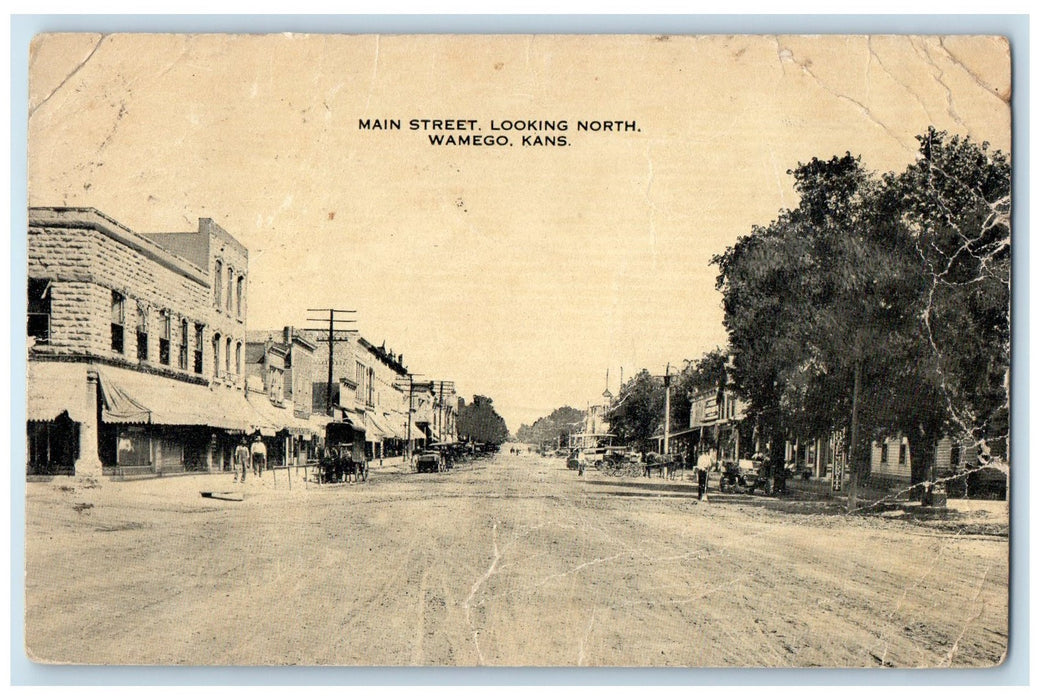 1912 Main Street Looking North Downtown Wamego Kansas KS Posted People Postcard