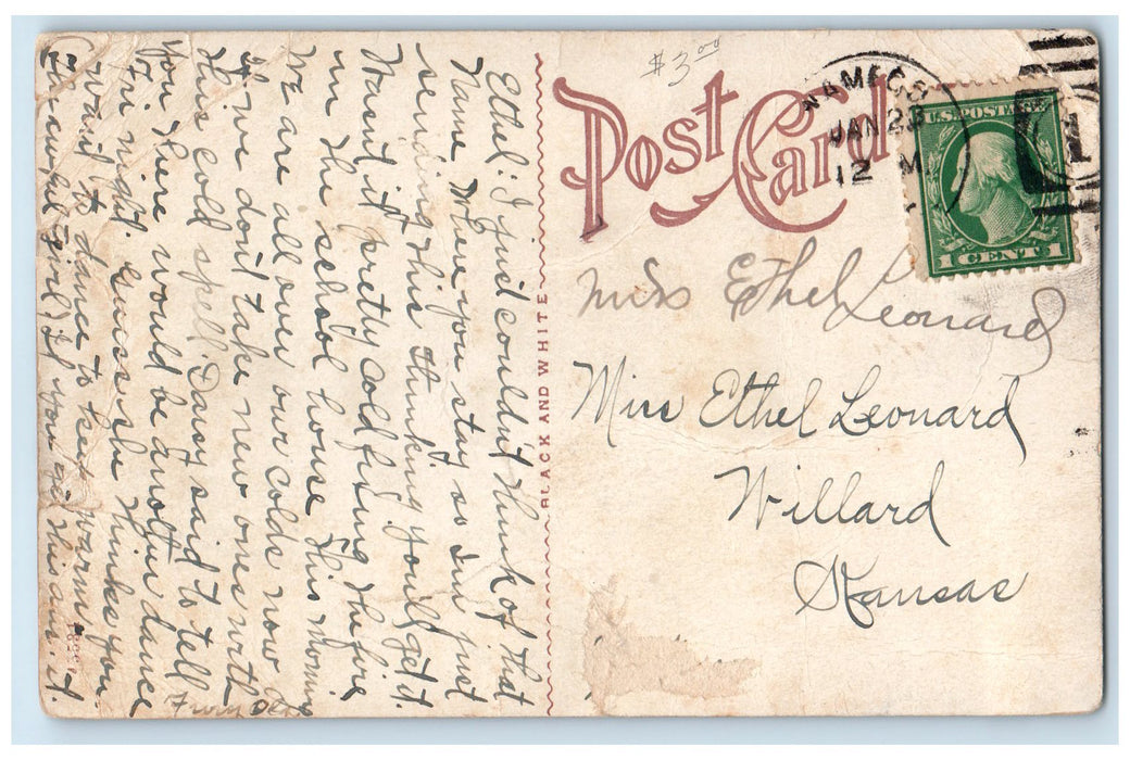 1912 Main Street Looking North Downtown Wamego Kansas KS Posted People Postcard
