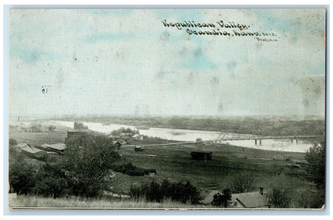 1909 Republican Valley Bridge Scene Scandia Kansas KS Posted Vintage Postcard