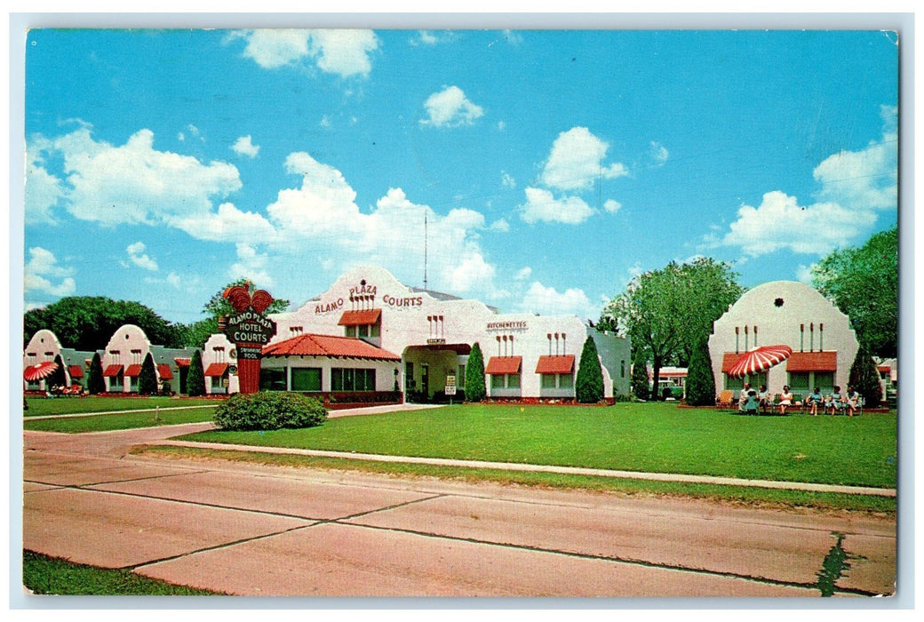 1964 Alamo Plaza Hotel Courts Exterior Shreveport Louisiana LA Posted Postcard